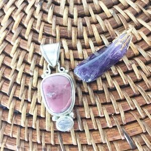 Rhodonite Stone Sterling silver Pendant Moonstone